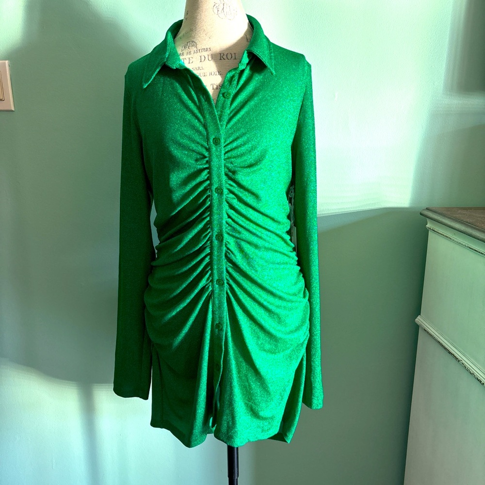 Good American Summer Green Sparkly Button-Up Size 4 (XL)